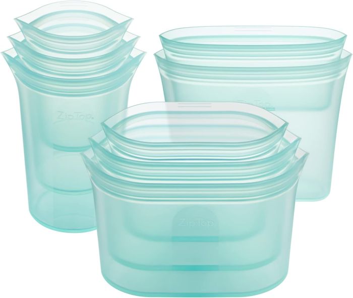 Zip Top Reusable Food Storage Containers Full Set of 8 Teal
